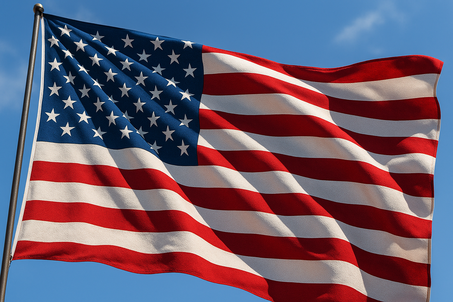 american flag banner waving